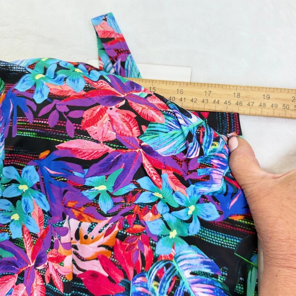 Swimsuits For All Women Floral Tropical Blouson Tankini Top 16 NWT‎